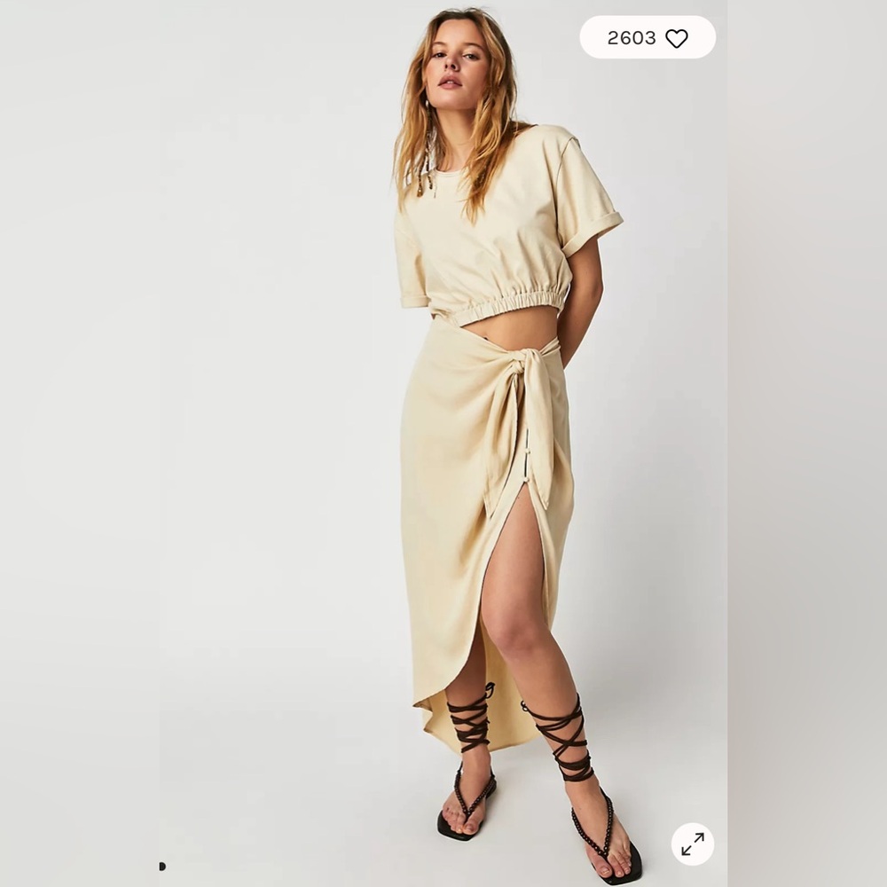 Free People Rae Maxi Dress, Cutout Summer Khaki Size XL New w/Tag Retail $168